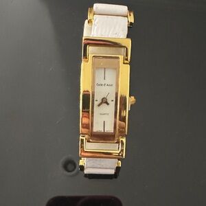Gold and White Women's Watch
